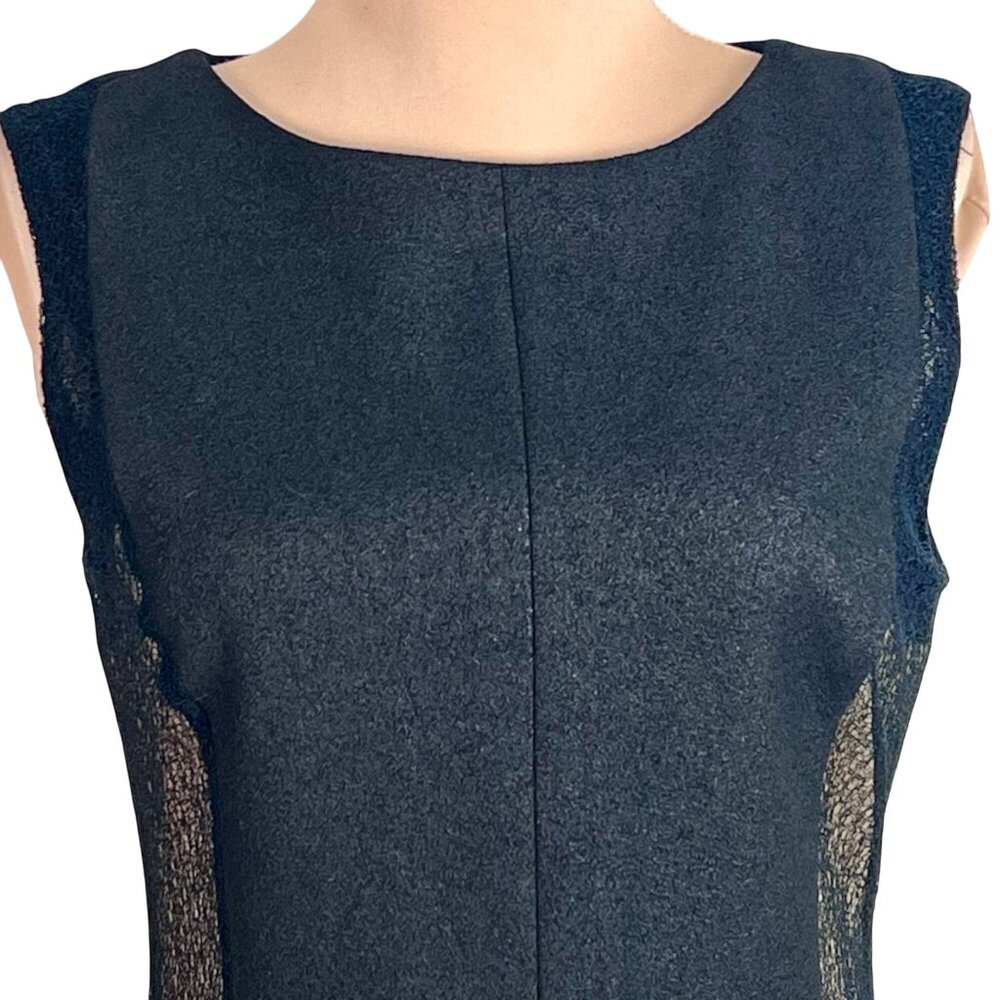 Rag & Bone Black Tweed & Mesh Mini Sheath Dress 6 Classic Exposed Full Back Zip - Picture 3 of 9